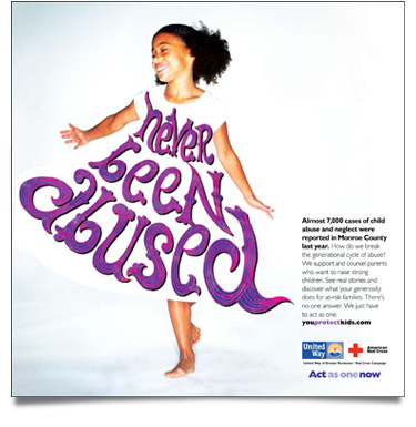 United Way 'Never Been Abused' Print Ad